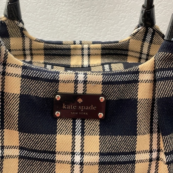 🤎♠️ EUC KATE SPADE NY Soft Wool Shoulder Bag - Neutral checkered Shoulder Bag - Picture 12 of 16